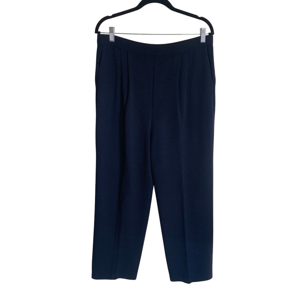 St. John Navy Knit Wide Leg dress pants women's size 14